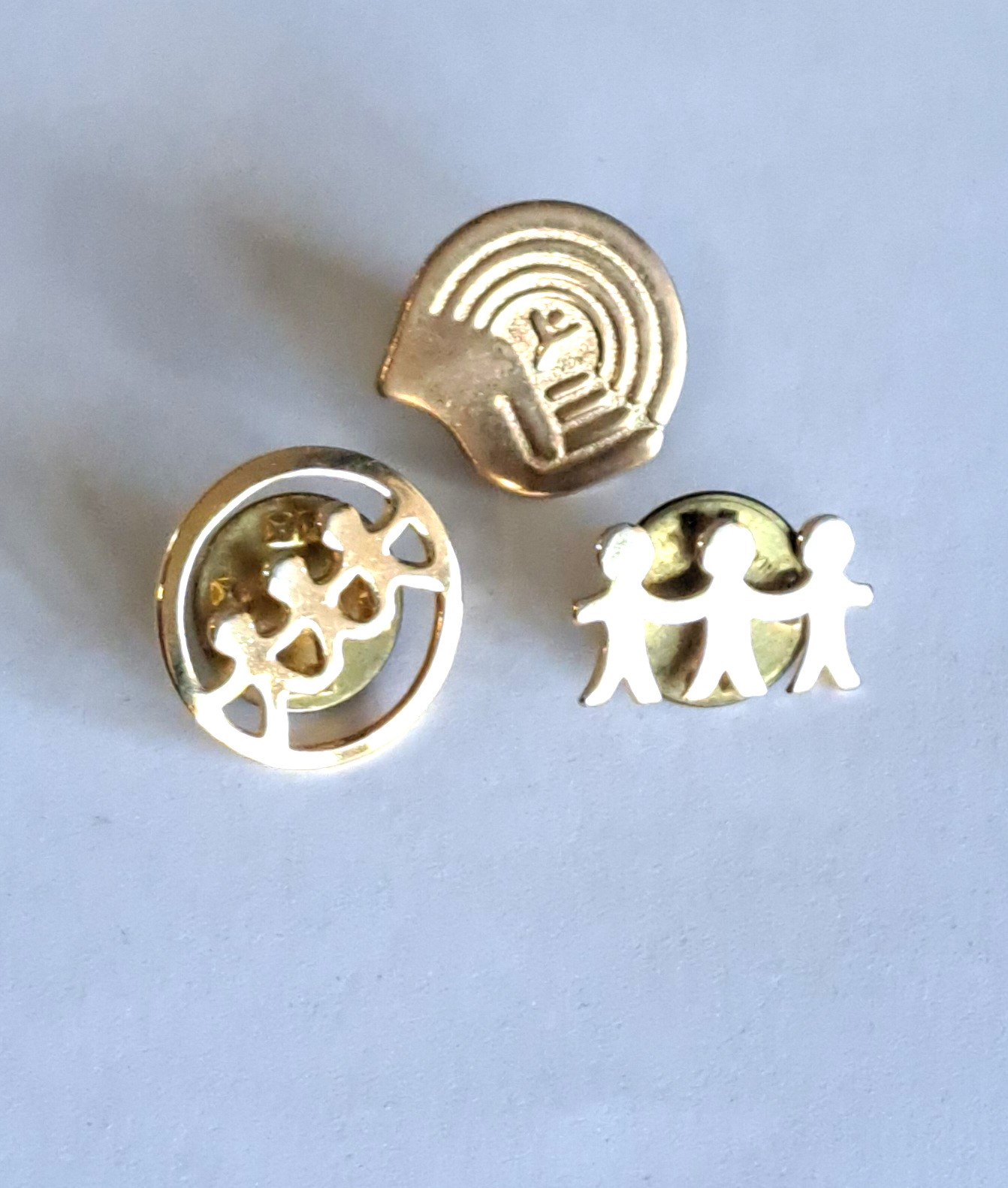 3 Vintage United Way Lapel Pins featuring 3 Children or the Helping Hand