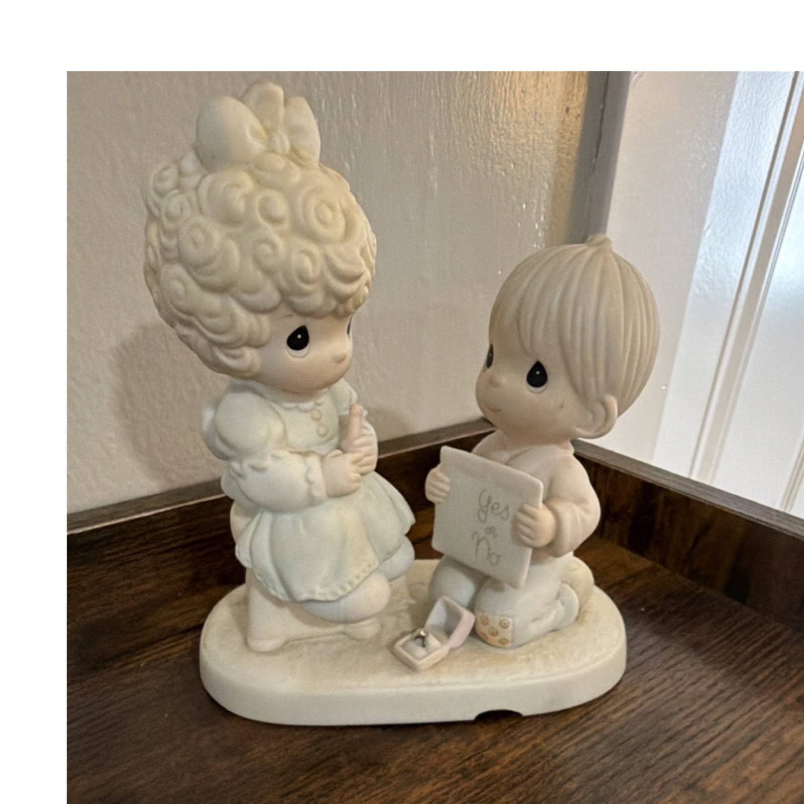 Precious Moments Porcelain Boy & Girl Couple Figurine White Matte 1980s 3D
