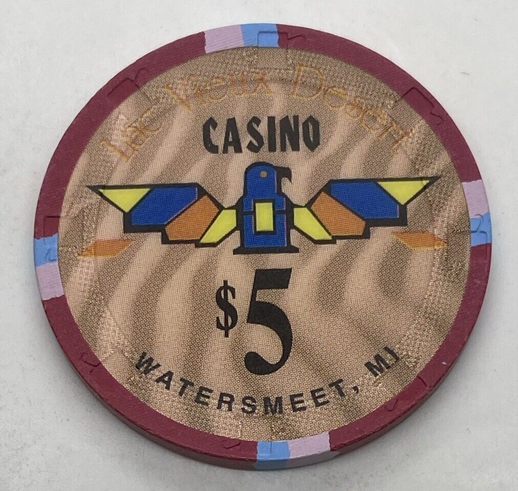 Lac Vieux Desert Casino $5 Chip Watersmeet MI Michigan H&C 2005