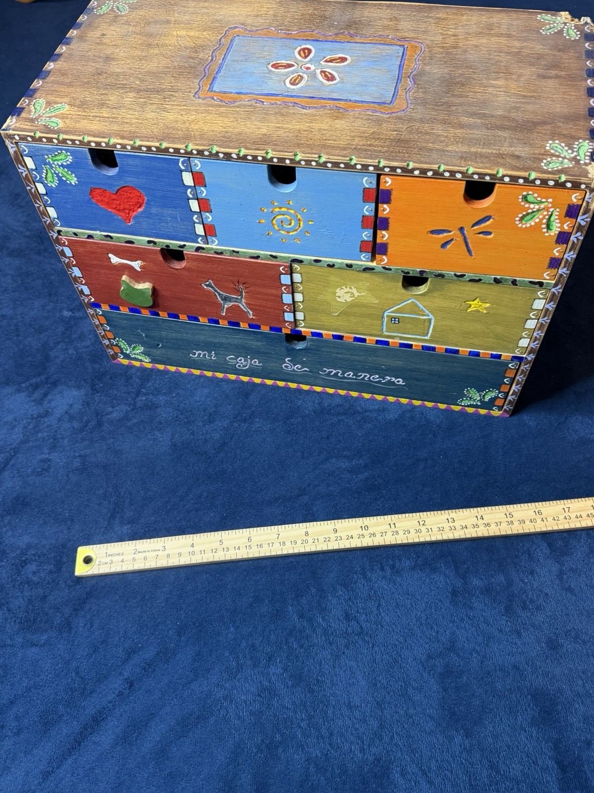 Vtg Handmade Mexican Mini Wooden Chest Hand Carved Art Vtg Handmade Mexican Mini Wooden Chest Hand Carved Art