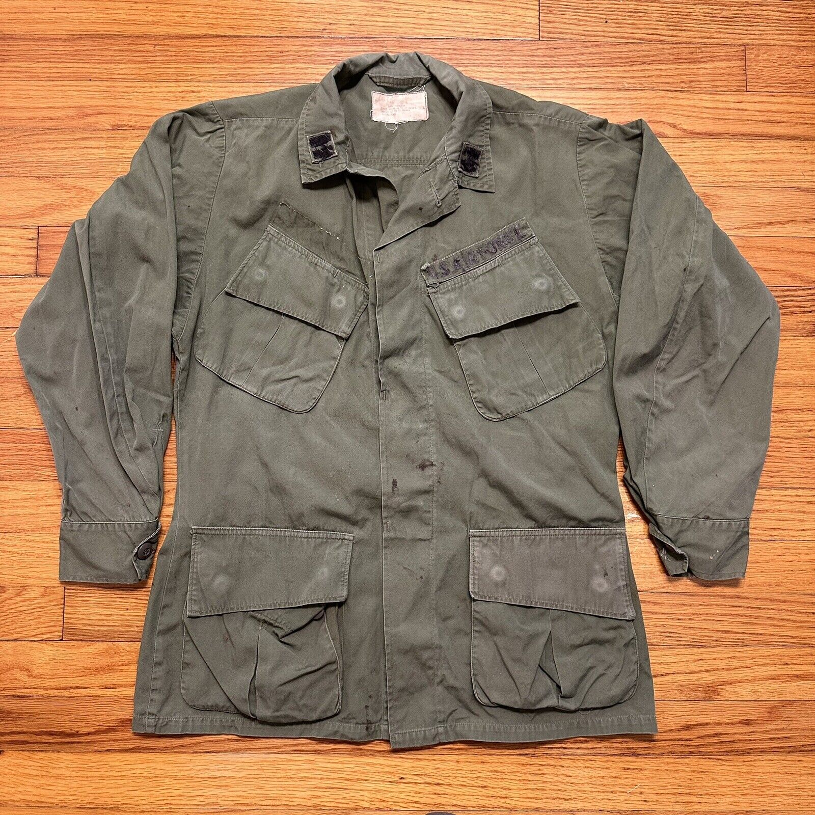 Vintage 60s US Air Force Vietnam Slant Pocket Jungle Jacket Poplin Shirt Small