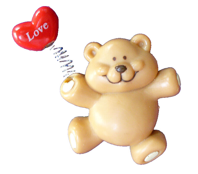 Russ PIN Valentines Vintage BEAR Heart BALLOON LOVE Teddy 1980s Holiday Brooch