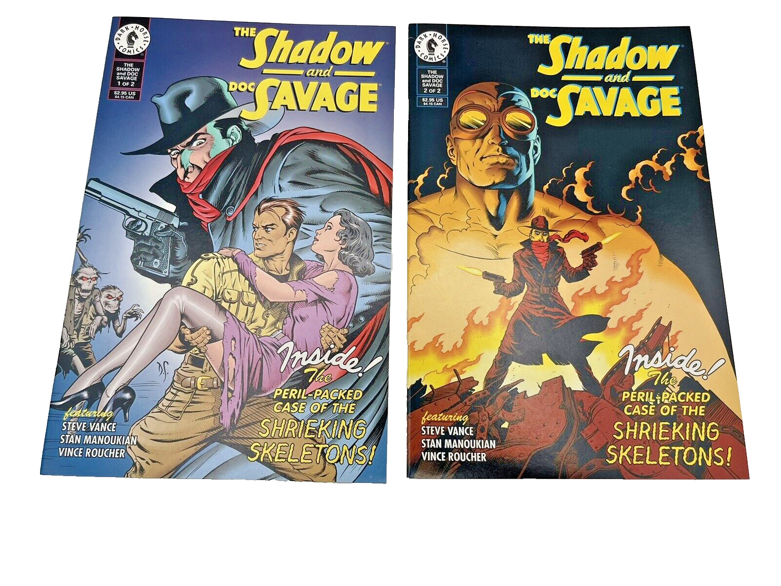 The Shadow Doc Savage #1 #2 NM Dark Horse 1995 Dave Stevens Cover Skeletons NM