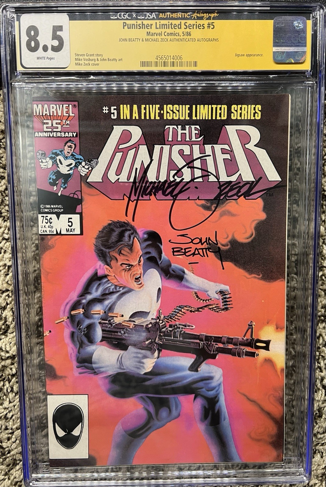 Punisher #5D CGC Signed Mike Zeck / John Beatty 1986 Punisher #5D CGC Signed Mike Zeck / John Beatty 1986