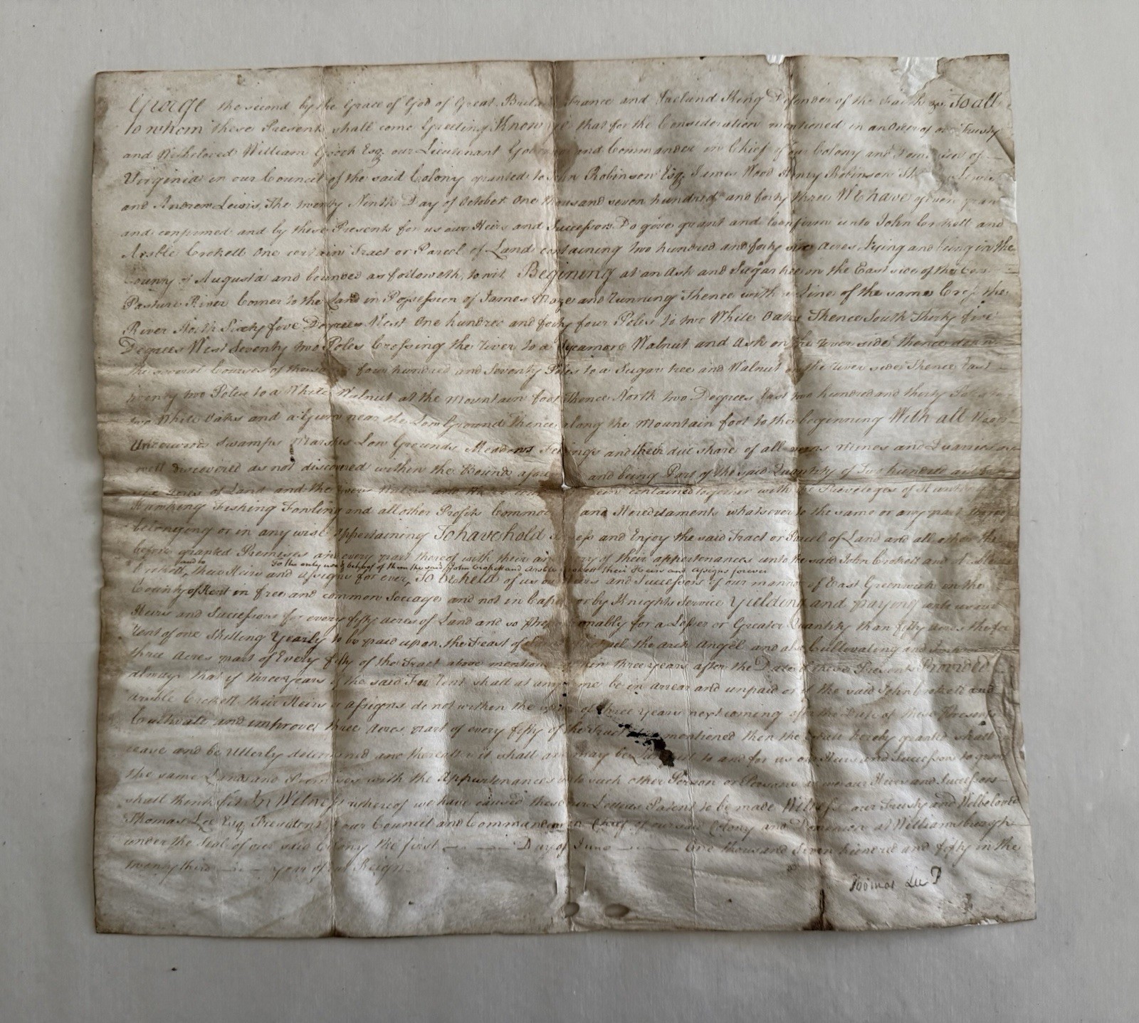 Thomas Lee Signed 1743 Document