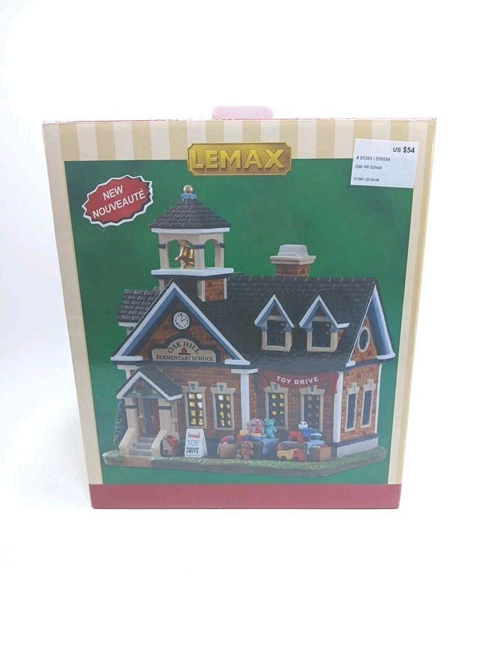 2018 Lemax Oak Hill Elementary School Toy Drive Village Collection NEVER OUT BOX