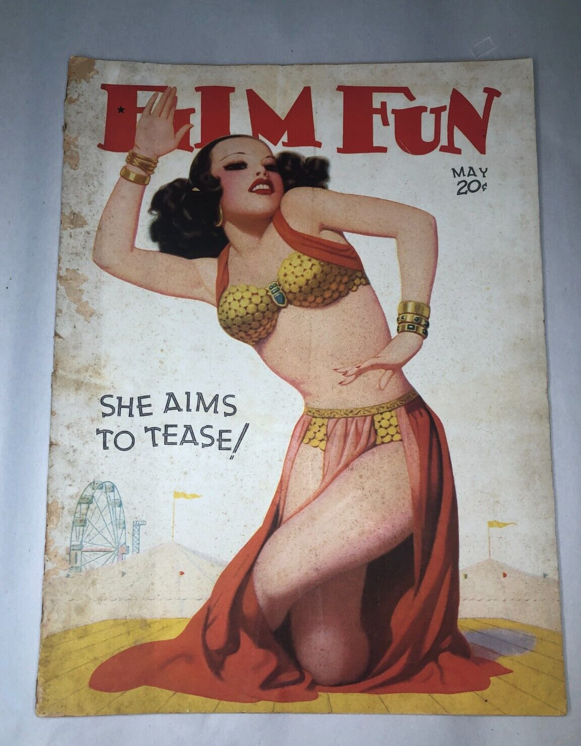 May 1938 Film Fun Magazine Pinup Pulp She Aims To Tease Cover Vintage Girl Photo