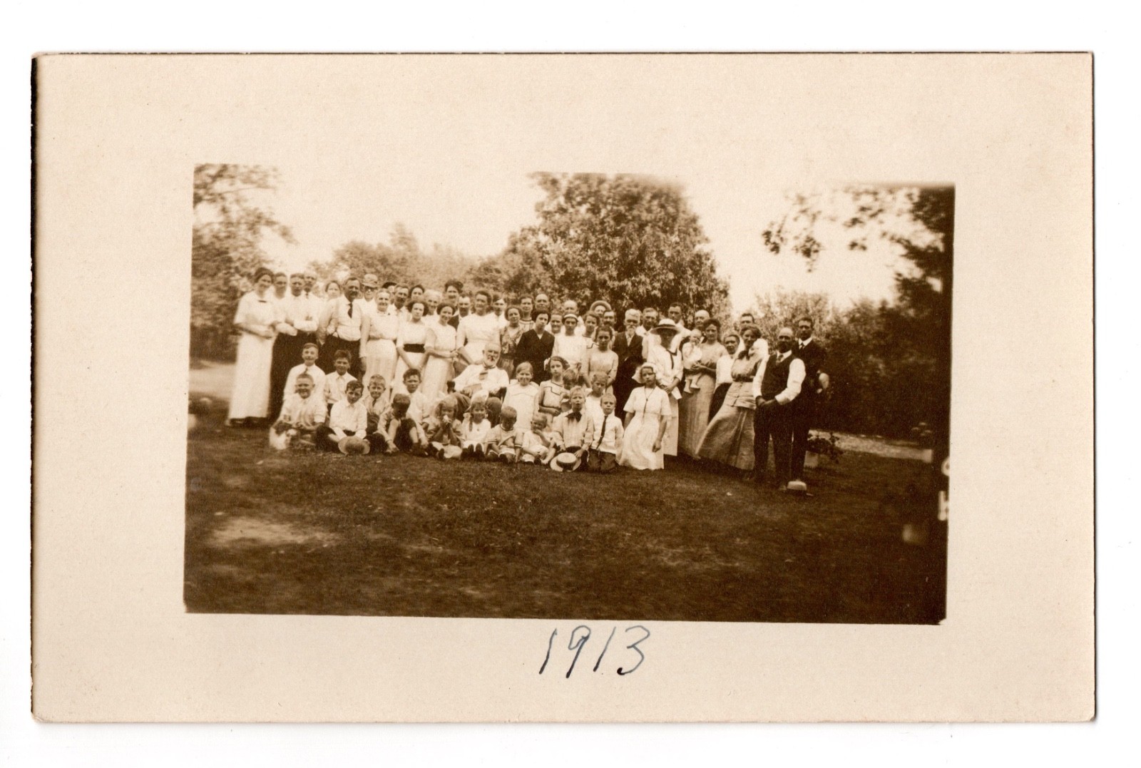 Large Group Family? Gathering Real Photo Postcard RPPC Unposted Dated 1913