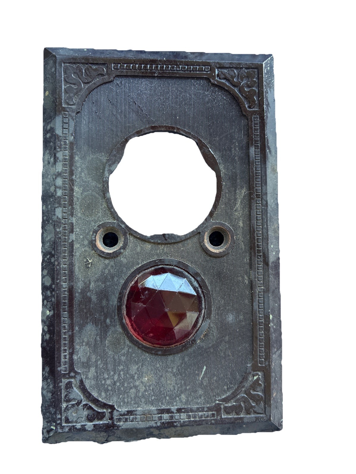 Elevator Plate With A Ruby Red Jewel Vintage