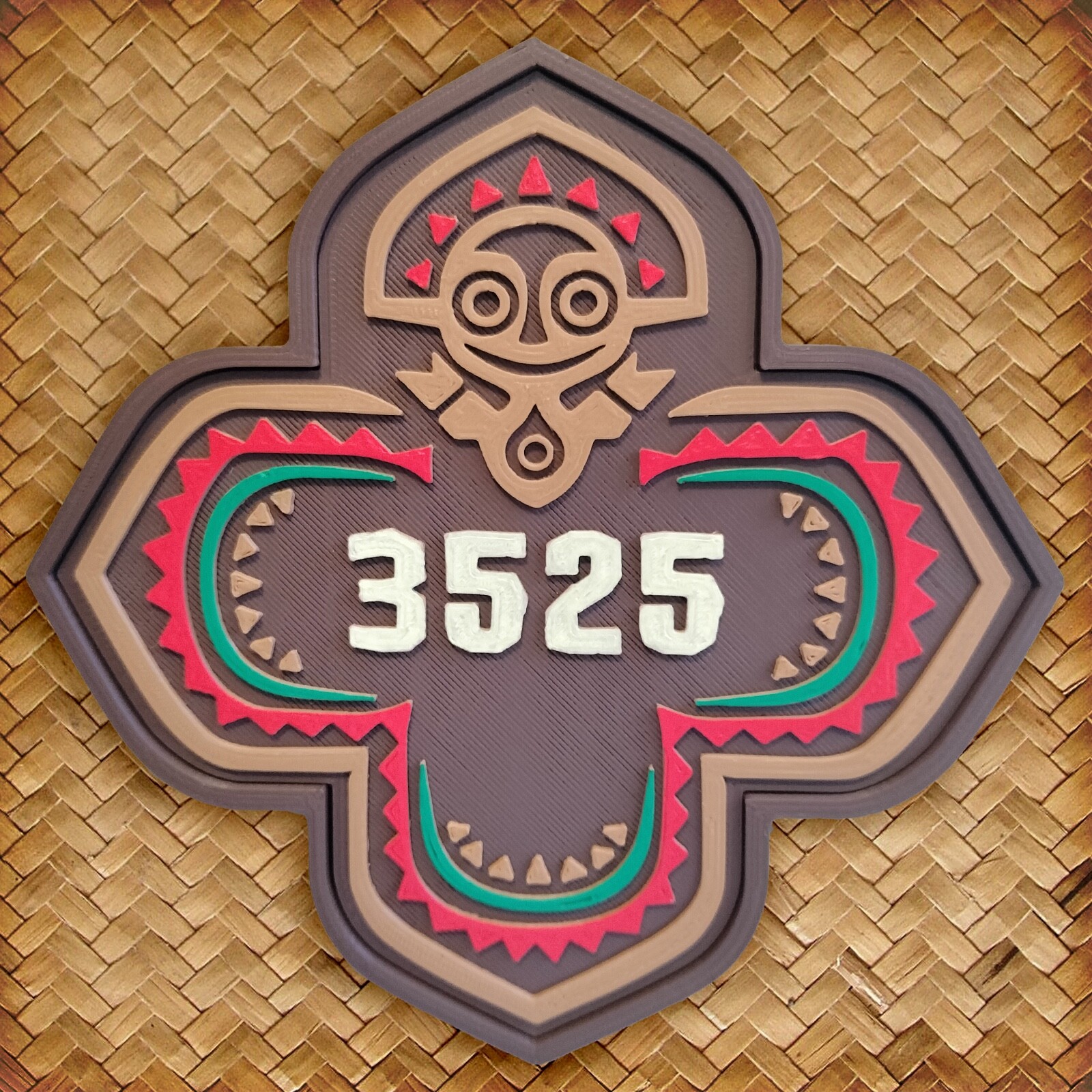 Polynesian ResortRoom Number Sign Plaque Prop 3D Printed Personalized Maui Tiki Polynesian ResortRoom Number Sign Plaque Prop 3D Printed Personalized Maui Tiki