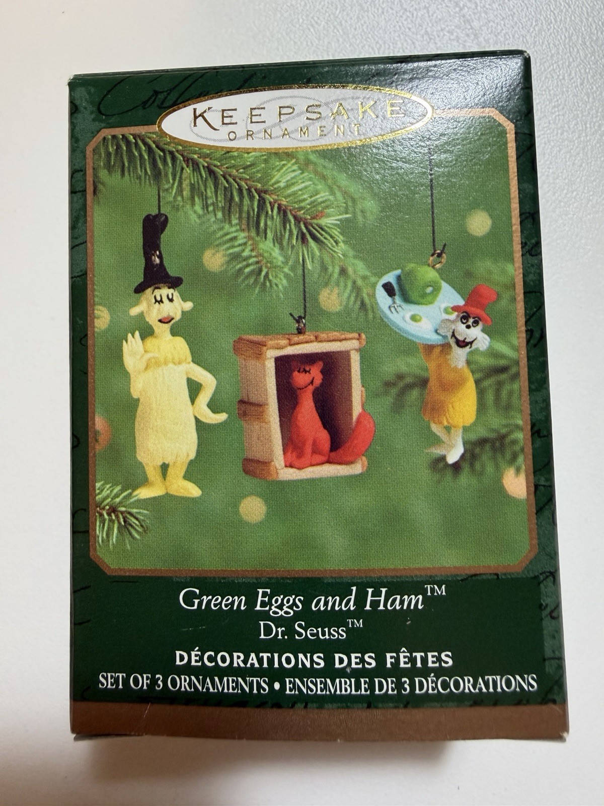 Vtg 2000 Hallmark Keepsake Ornament Dr. Seuss Green Eggs & Ham Miniature Set