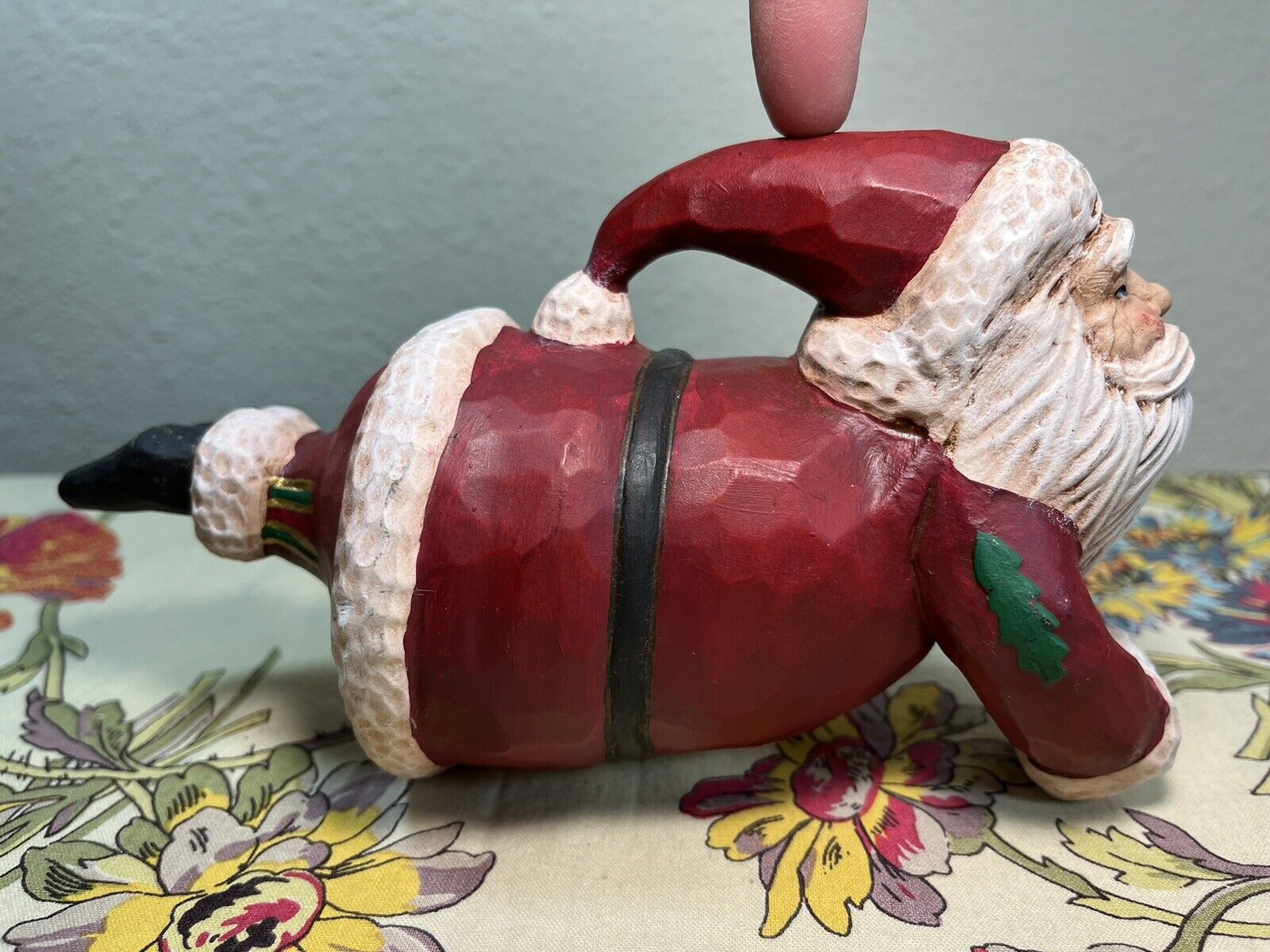 Vtg Christmas Santa Figurine Folkart Hand Craft J Tweedy  Colorado Artisan