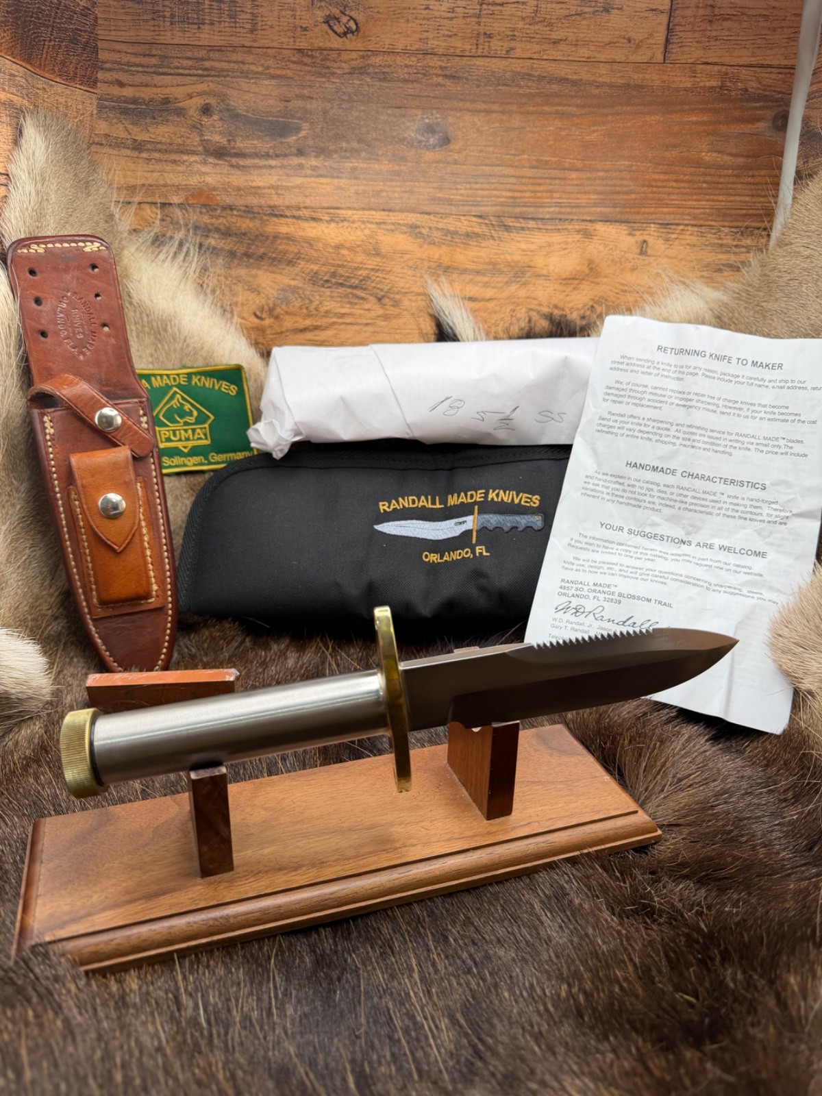 Vintage Randall Model 18-5 1/2 Stainless Steel Leather Sheath Mint Butcher Paper