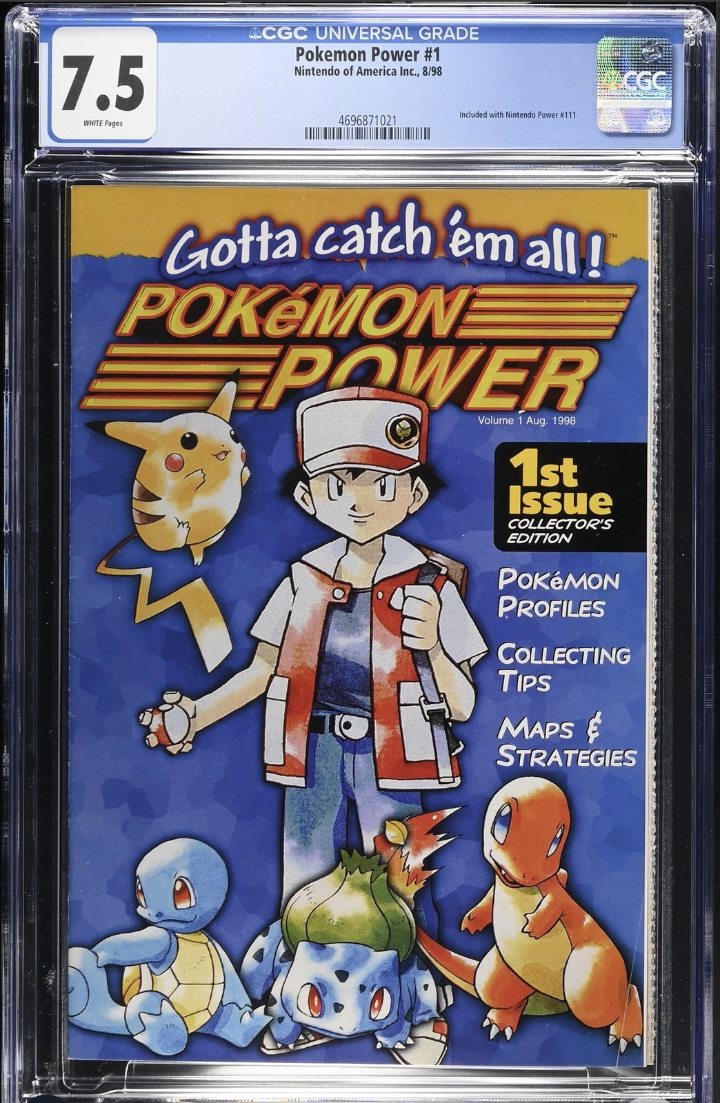 Pokemon Power 1 - 1st Issue CGC 7.5- 1st Appearance Ash Nintendo Power 1 insert Pokemon Power 1 - 1st Issue CGC 7.5- 1st Appearance Ash Nintendo Power 1 insert
