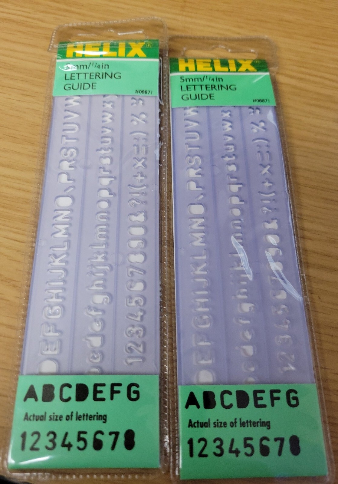 Vintage 2 each Helix Lettering Guide, template, 5mm 1/4 inch.  Old Stock - New
