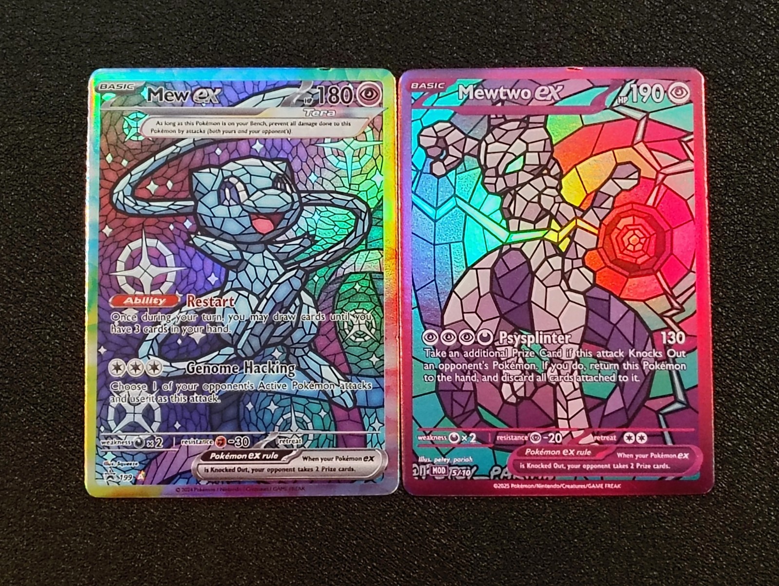 Mew EX + Mewtwo EX Stained Glass Foil Cosplay Custom Fan Art Homage Set