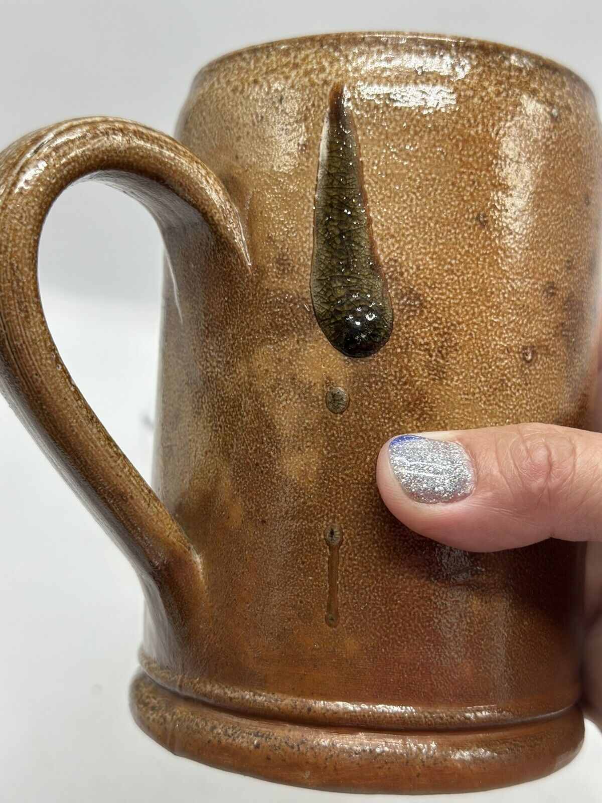 ART Pottery Stoneware Coffee Mug Artisan Stamped Portugal Drip Glaze