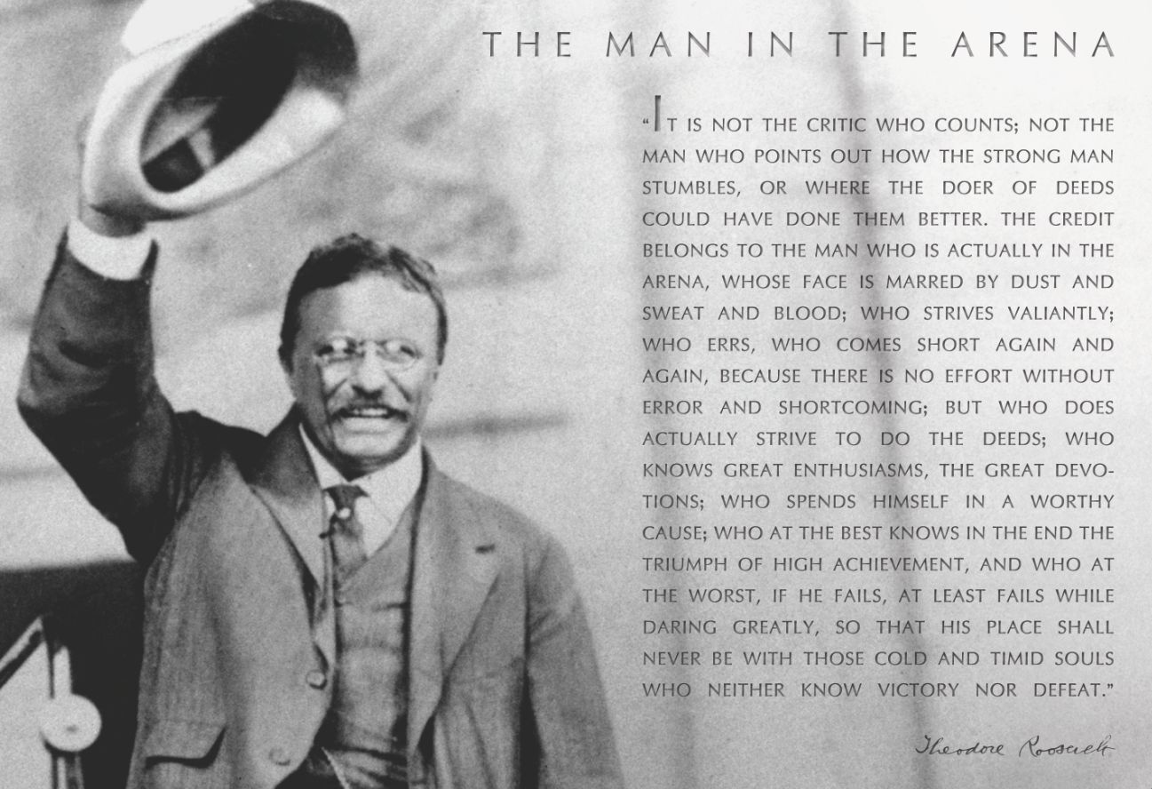 Theodore Teddy Roosevelt 13x19 Poster With the Man in the Arena Quote With Hat