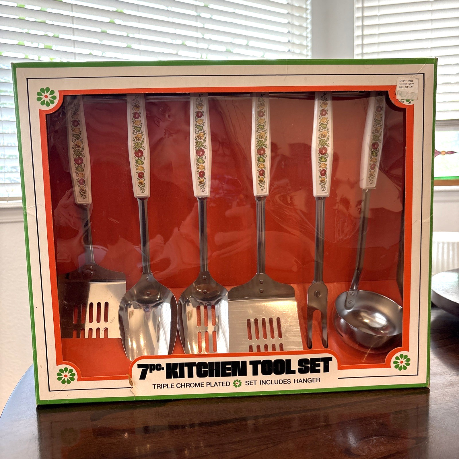 Vtg NOS 7 Pc Kitchen Tool Set – Country Fair Spice of Life – Chrome 1970s – New