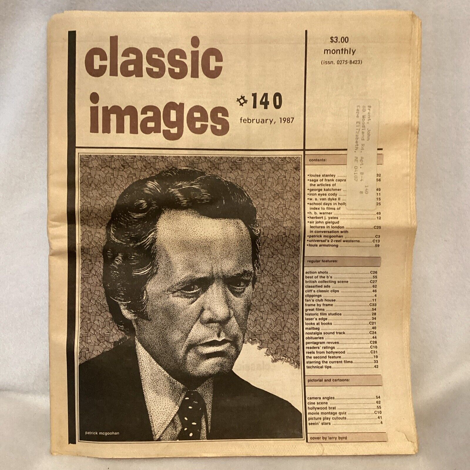 February 1987 Classic Images Patrick McGoohan Cover Volume #140