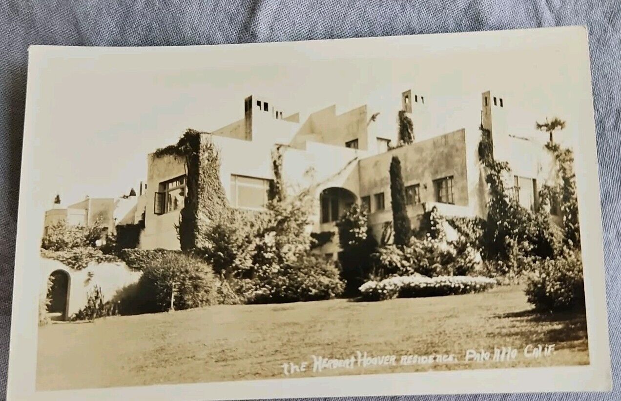 RPPC US President Herbert Hoover Residence Palo Alto California Vintage Postcard