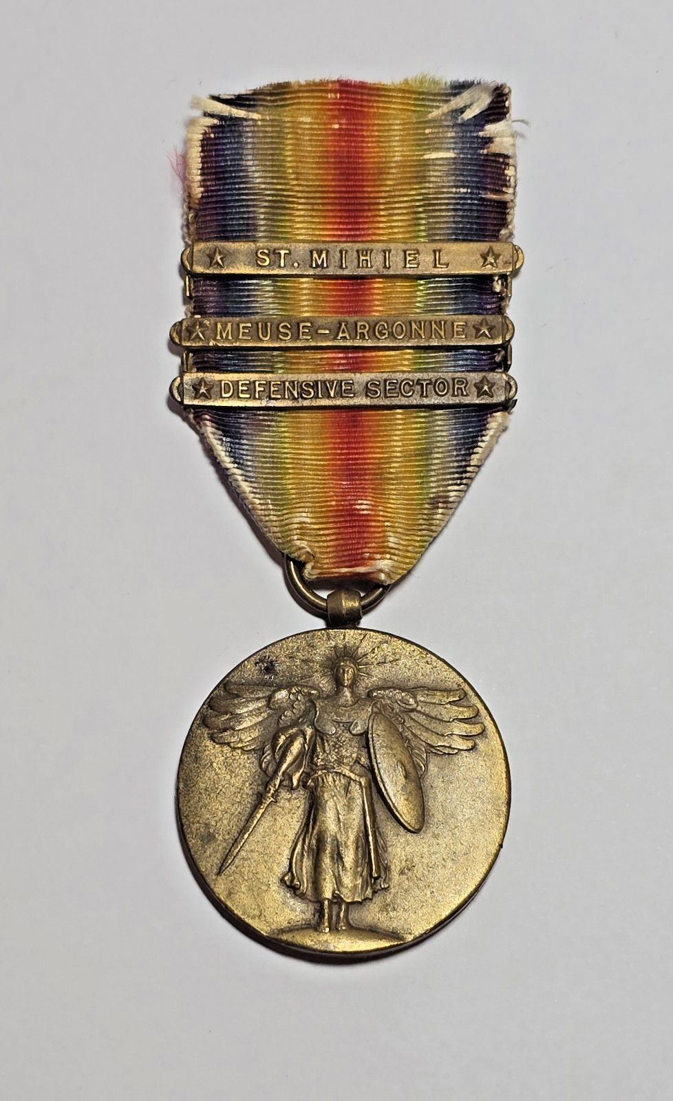WW1 Victory Medal with 3 Campaign Bars on Ribbon  Military Memorabilia Genuine