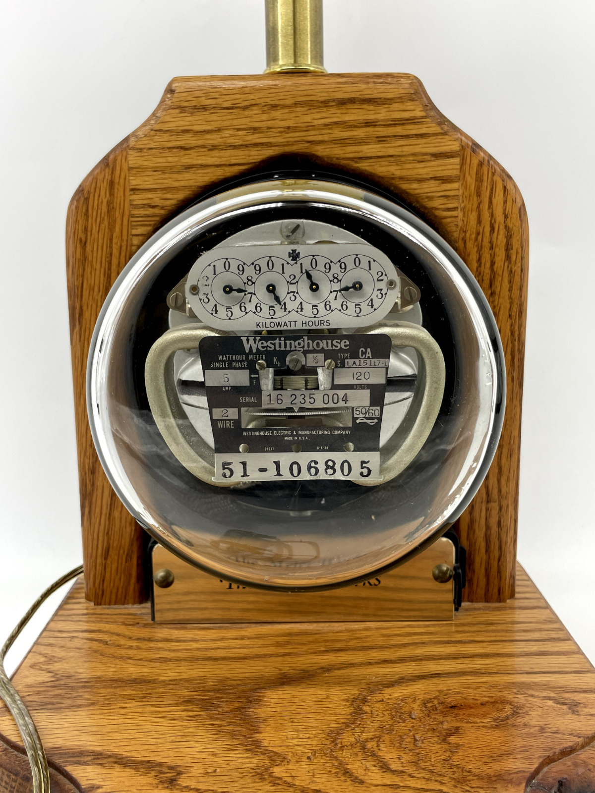Antique Westinghouse Residential Electric Meter Table Lamp Folk Vintage Wood