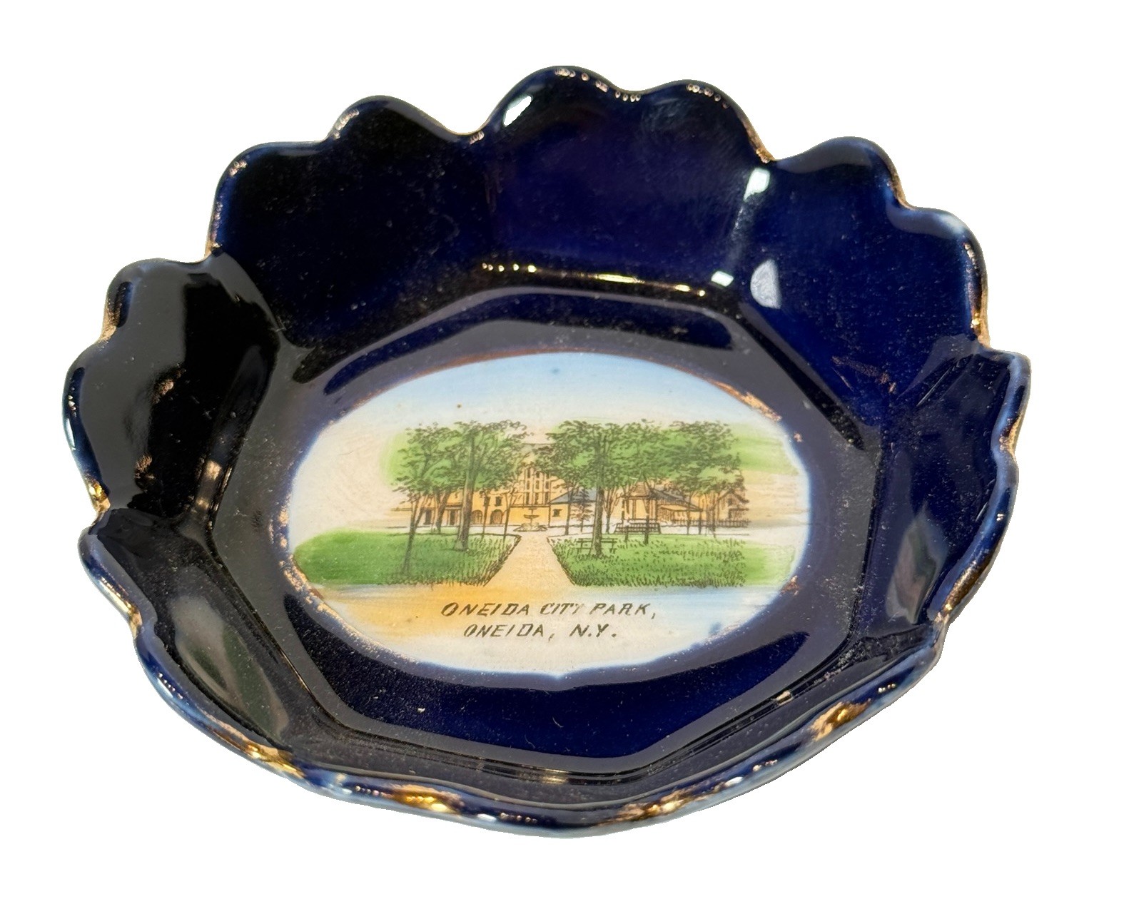 ONEIDA NY NEW YORK Antique ONEIDA CITY PARK Souvenir COBALT TRINKET