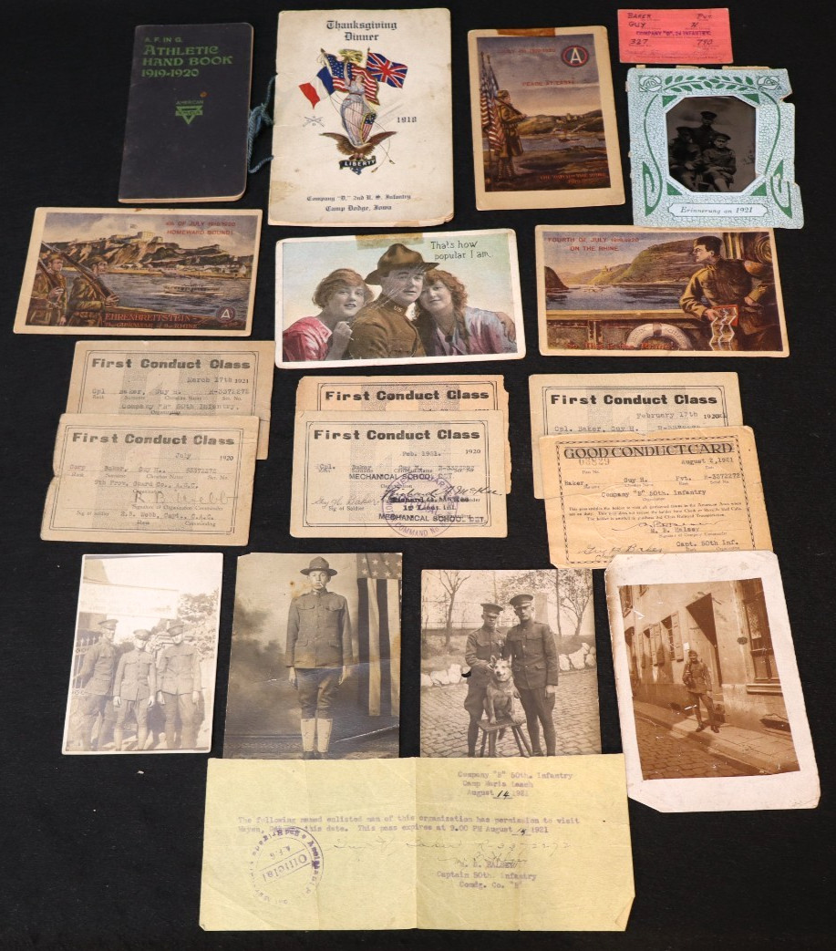WWI US 3rd Army of Occupation Personal Grouping GUY H BAKER Photos Cards & YMCA WWI US 3rd Army of Occupation Personal Grouping GUY H BAKER Photos Cards & YMCA