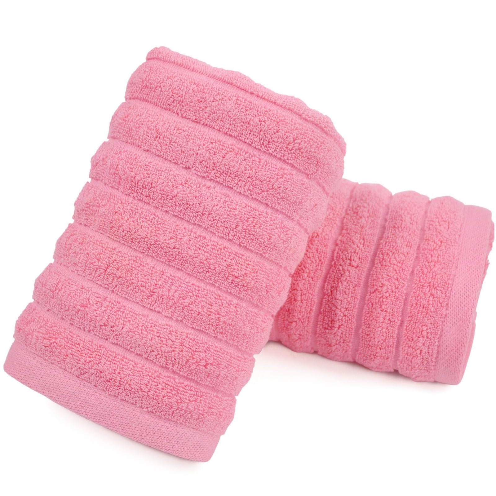 Jacquotha 2-Pack Pink Ribbed Hand Towels for Bathroom - Spa & Guest Room Cotton