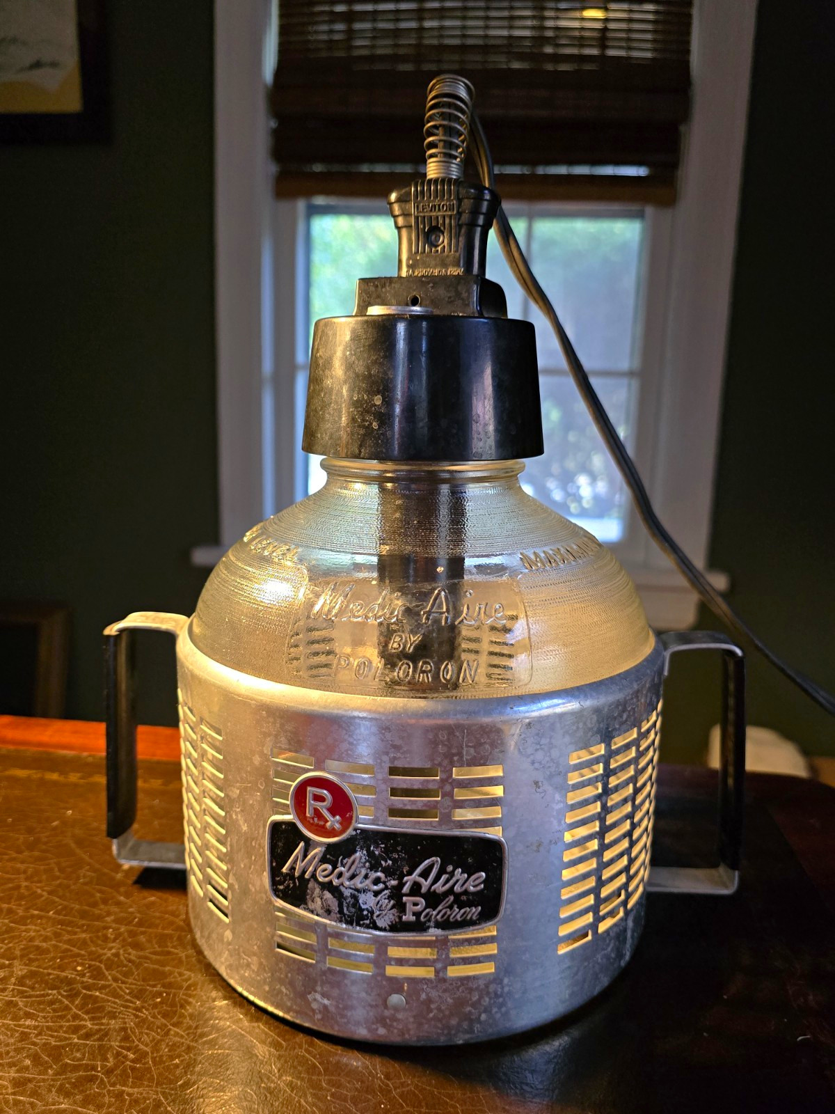 Vintage 1940s Poloron Medi-Aire Electric Steam Vaporizer Glass Jar Medical