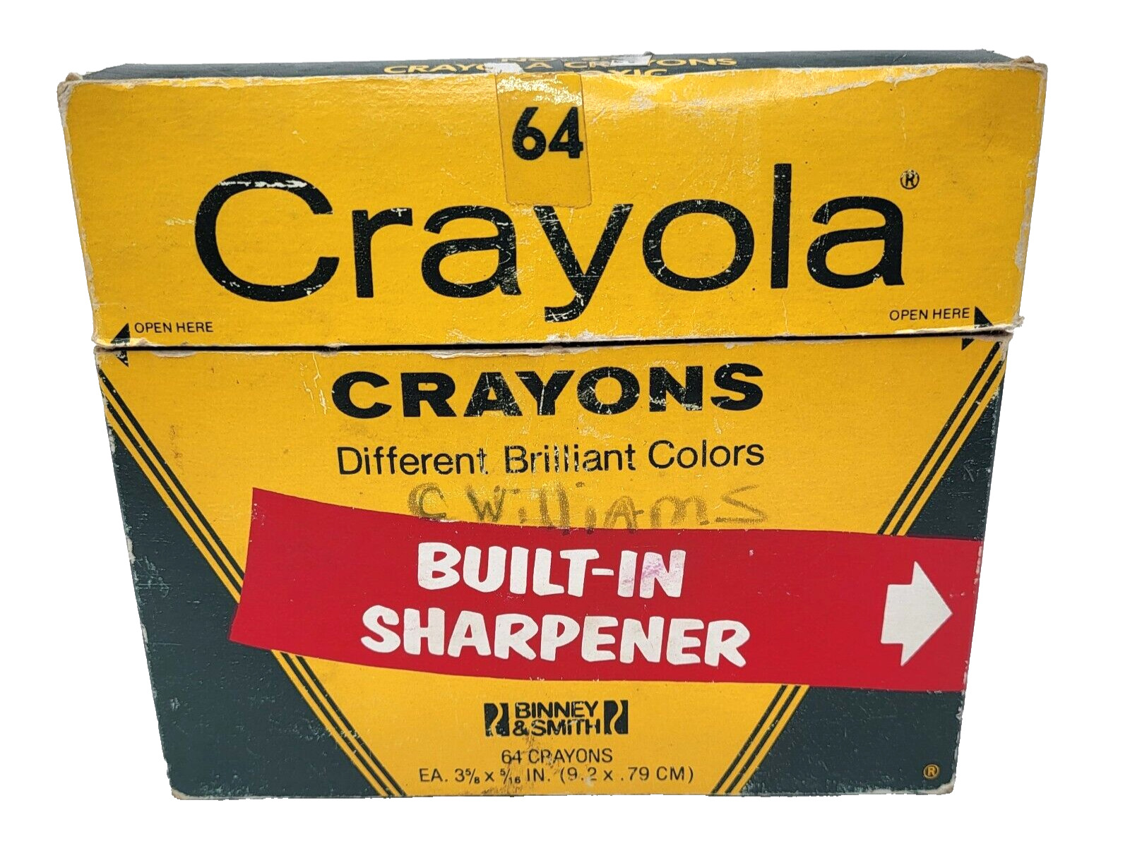 VINTAGE CRAYOLA CRAYONS BOX OF 64 NEW BOX UNUSED BUILT IN SHARPENER 1978