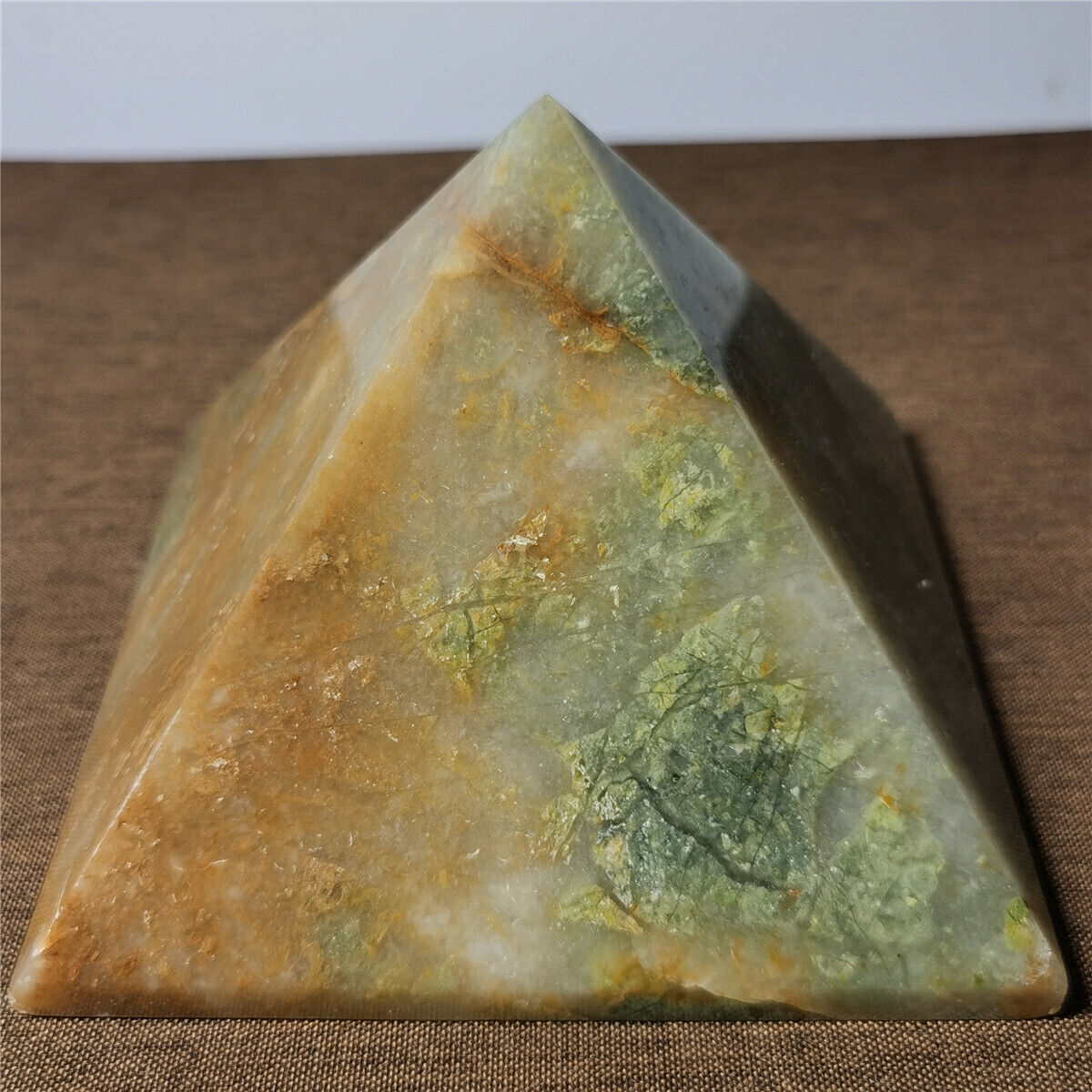 3.5 LB Natural Xinyan jade Pyramid Specimen Healing #29