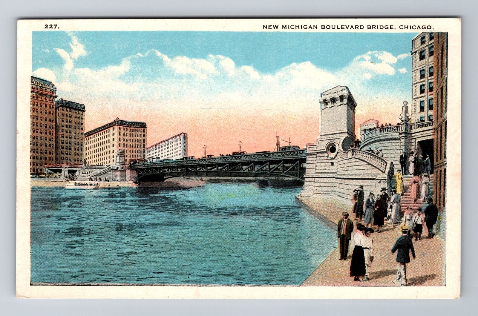 Chicago IL-Illinois, Michigan Boulevard Bridge, Ladies & Gents, Vintage Postcard
