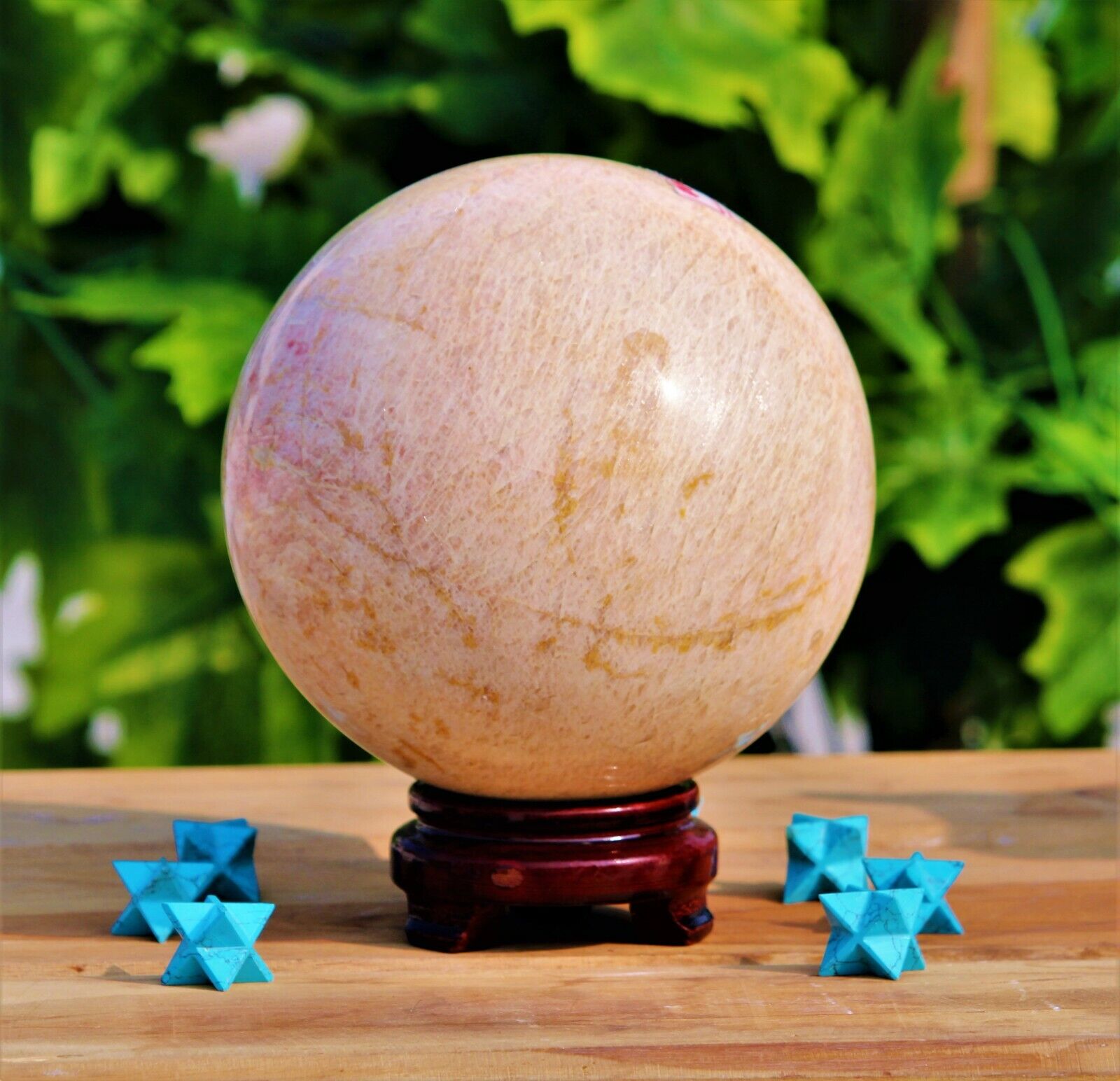 A+  Huge 150MM Peach Moonstone Quartz Healing Metaphysical Spirit Power Sphere