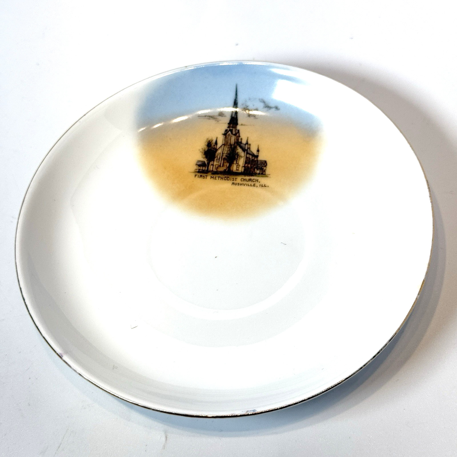 RUSHVILLE, ILLINOIS IL Antique METHODIST CHURCH Souvenir China Dish Plate RUSHVILLE, ILLINOIS IL Antique METHODIST CHURCH Souvenir China Dish Plate