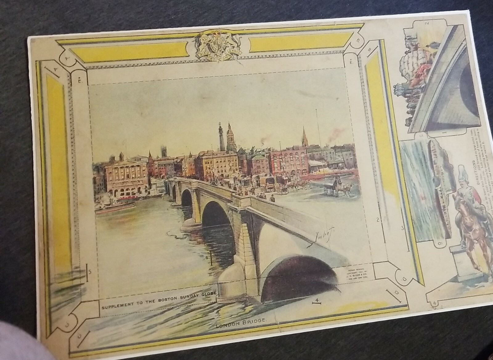 Vtg 1907 London Bridge England Paper Model Tableaux J V Sloan & Co Boston Globe Vtg 1907 London Bridge England Paper Model Tableaux J V Sloan & Co Boston Globe