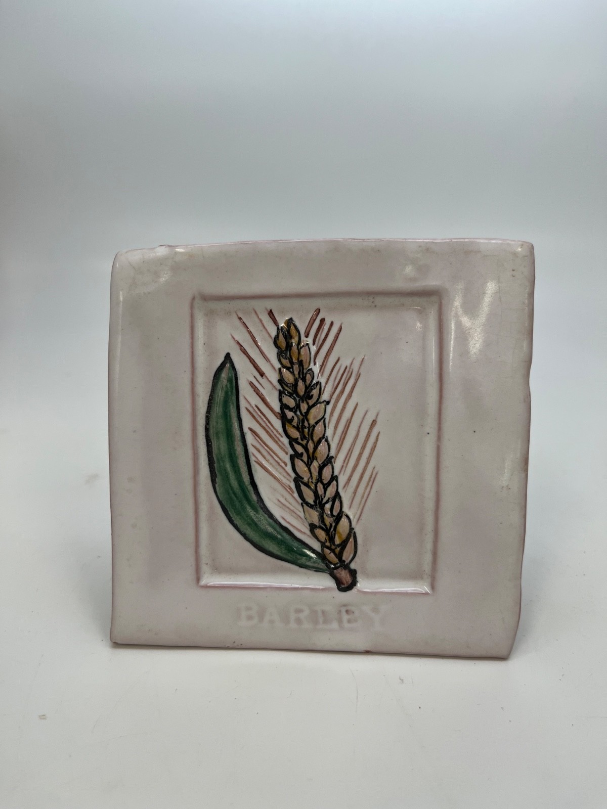 Art tile, carved and painted, \