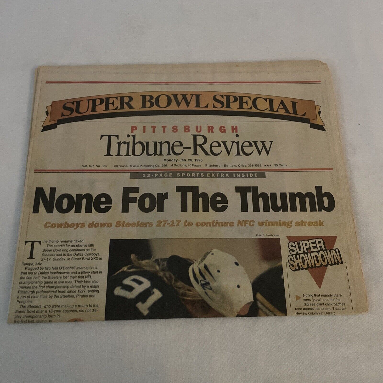 1996 January 29 The Pittsburgh Tribune-Review, None For The Thumb (MH50)