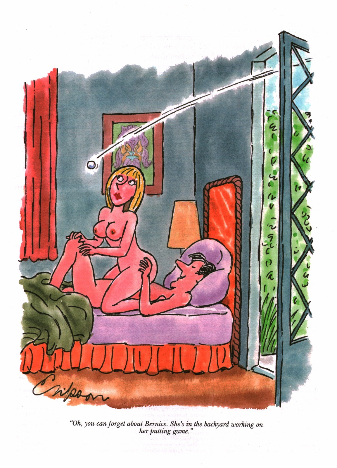 Alden Erikson Playboy Cartoon Illustration VTG Adult Humor Art Golf Bedroom Fore Alden Erikson Playboy Cartoon Illustration VTG Adult Humor Art Golf Bedroom Fore