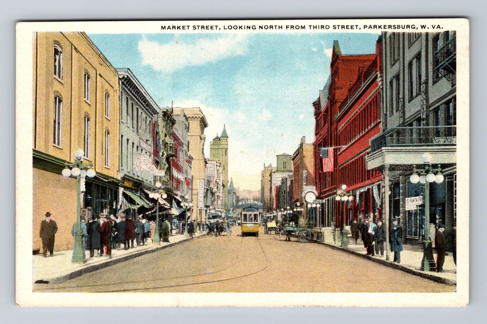 Parkersburg WV-West Virginia, Market Street Looking North, Vintage Postcard