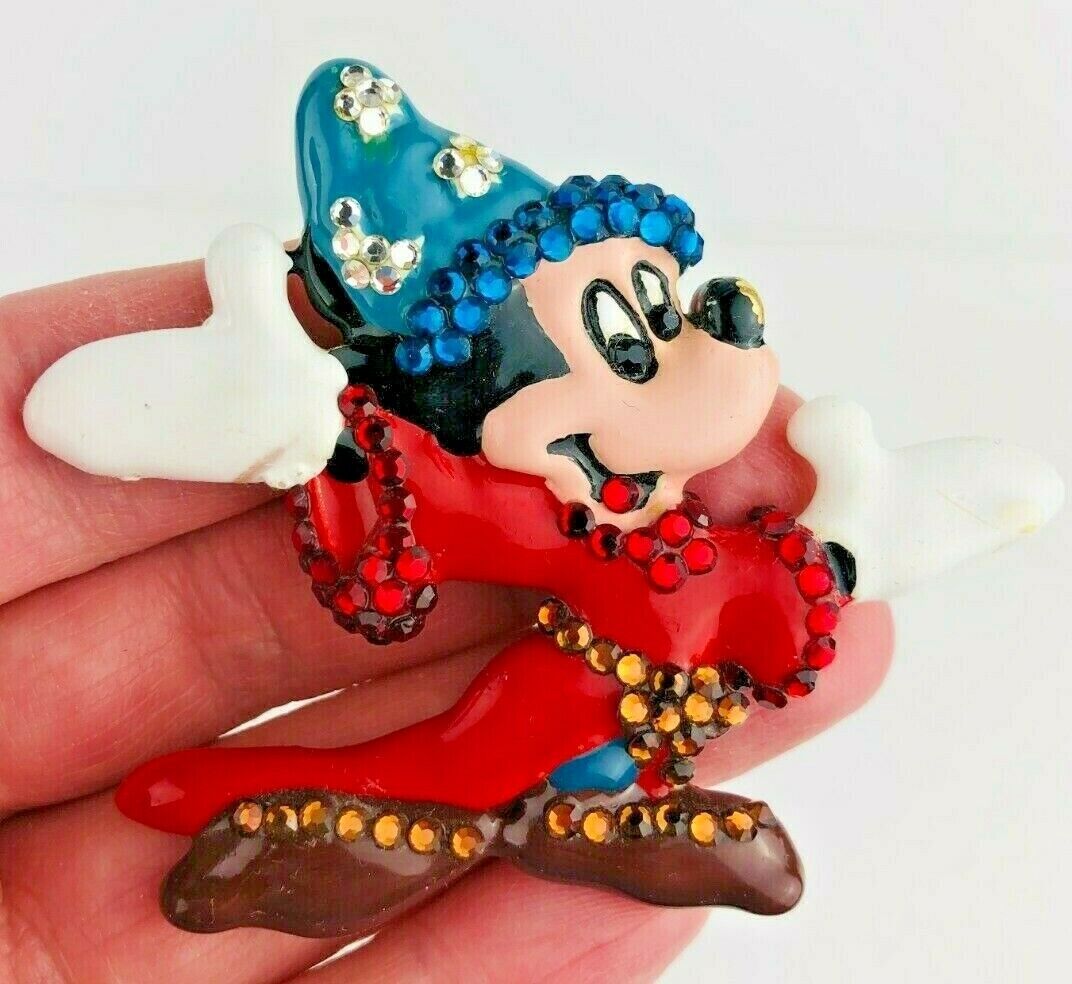 Wendy Gell Disney Enamel Brooch Mickey Mouse Fantasia Sorcerer Magician *Z15p