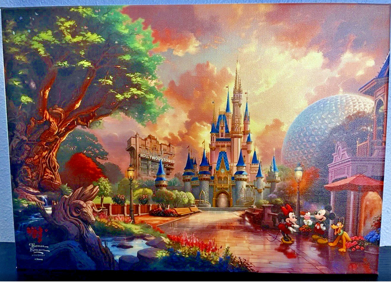 Disney Parks 2025 Exclusive All 4 Parks Canvas WDW Epcot MK Thomas Kinkade 14x10 Disney Parks 2025 Exclusive All 4 Parks Canvas WDW Epcot MK Thomas Kinkade 14x10