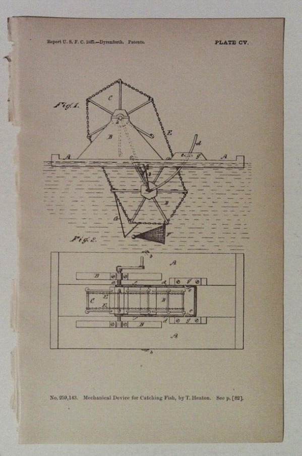 1885 T. HEATON MECHANICAL DEVICE FOR CATCHING FISH PATENT NO. 259143