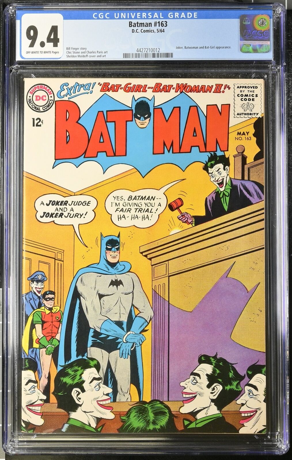 Batman #163 CGC NM 9.4 Art by Moldoff Batwoman II Joker Cover  DC Comics 1964
