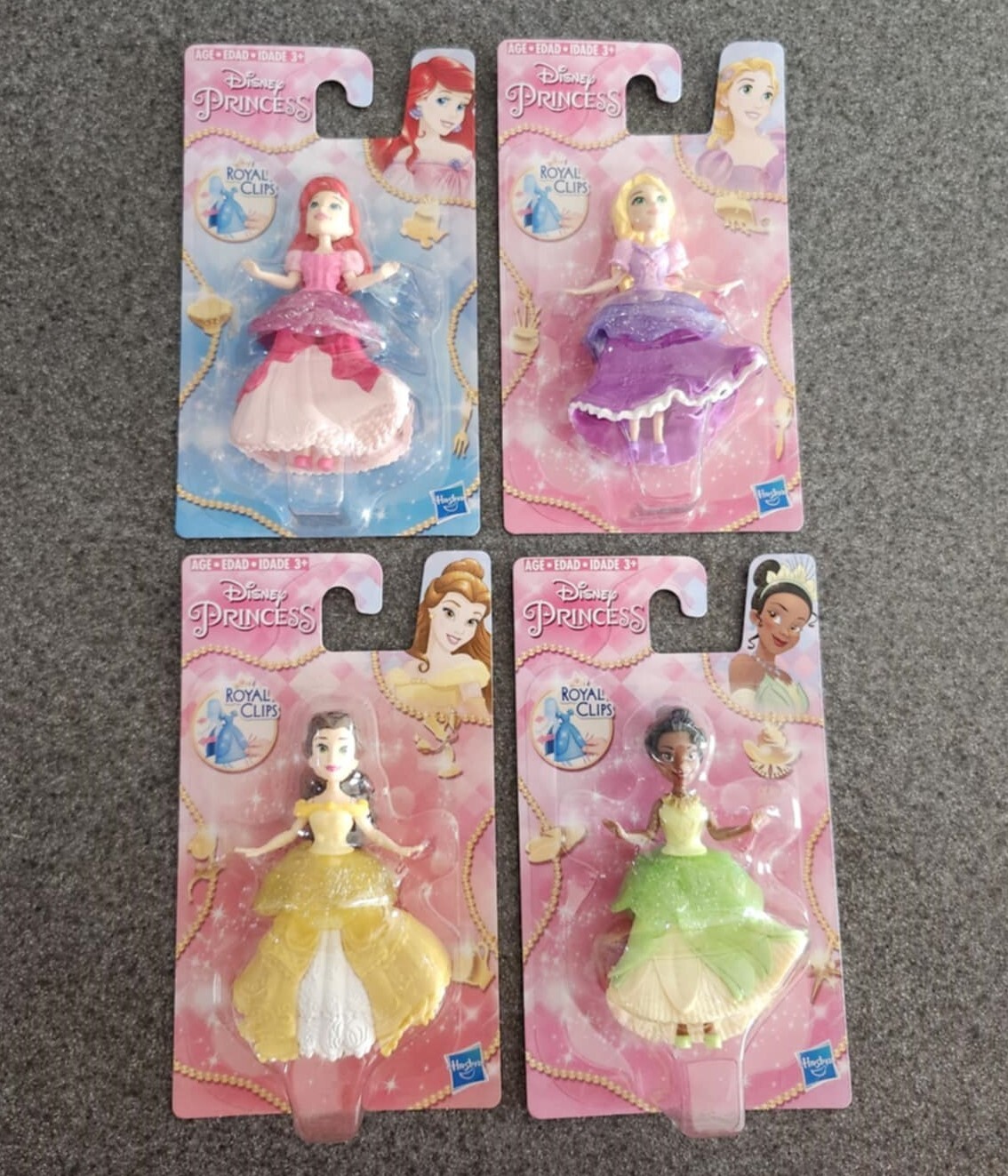 Lot of 4 Disney Princess Royal Clips Tiana - Rapunzel - Bella - Ariel
