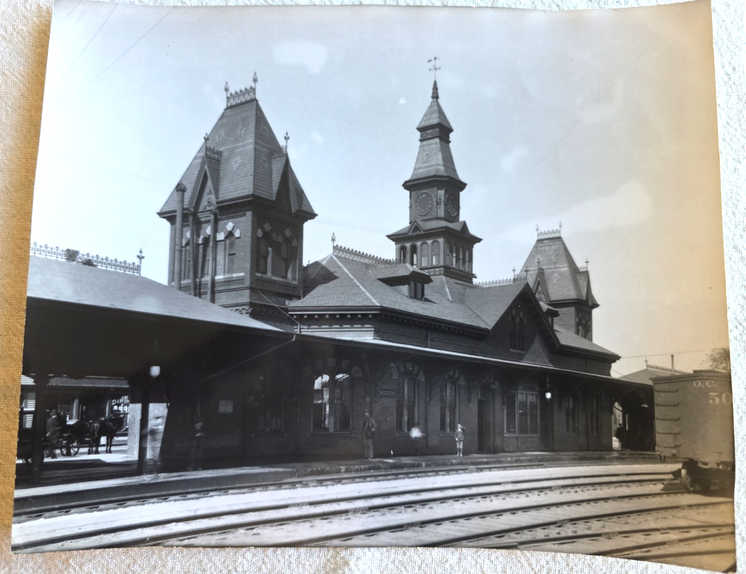 C. 1894 Brockton, MA Train Station 8x10 Photo Mid Century Print