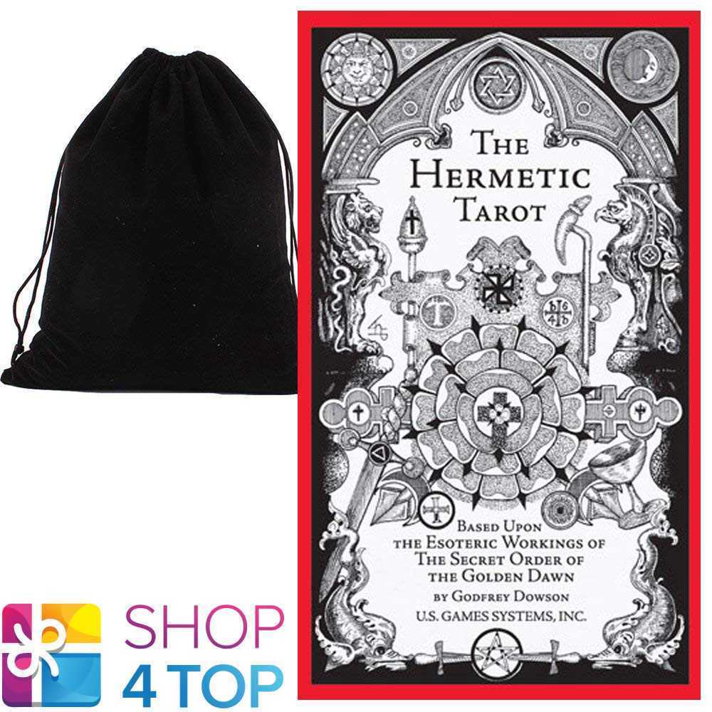 HERMETIC TAROT DECK CARDS ESOTERIC WHITE BLACK US GAMES SYSTEMS WITH VELVET BAG