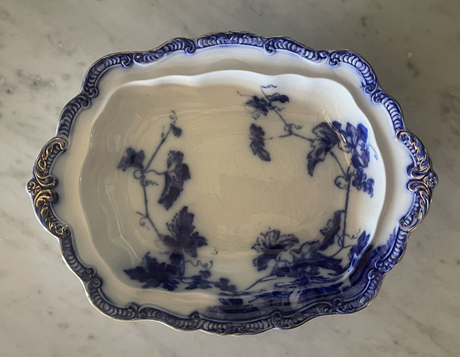 Antique Lonsdale Royal Semi-Porcelain Flow Blue Large Serving Dish