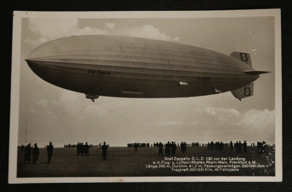 Graf D LZ 130 Vor Der Landung Zeppelin Postcard Blimp Airship RPPC Rhein Main